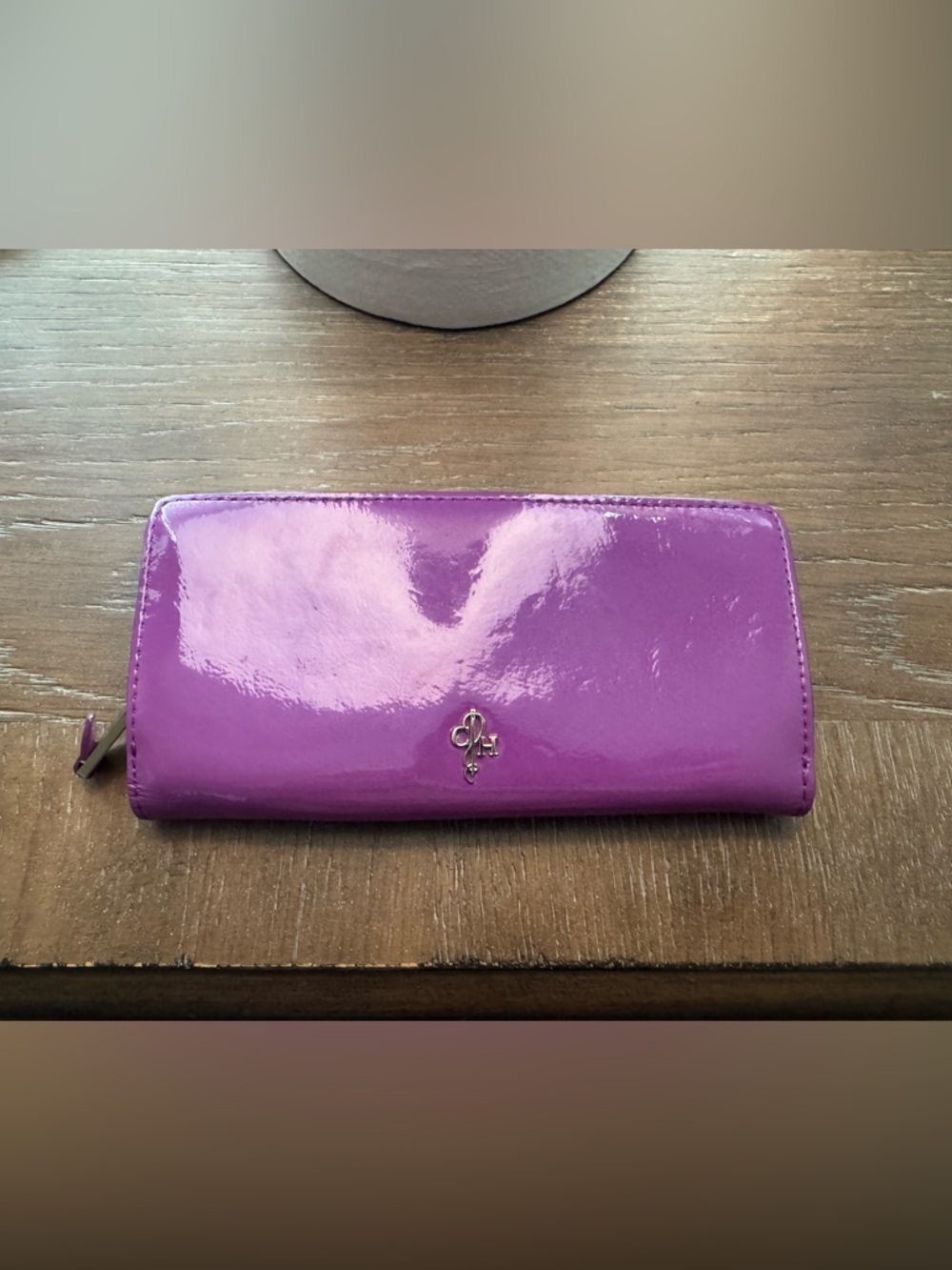 Cole Haan Purple Patent Zip-Around Wallet